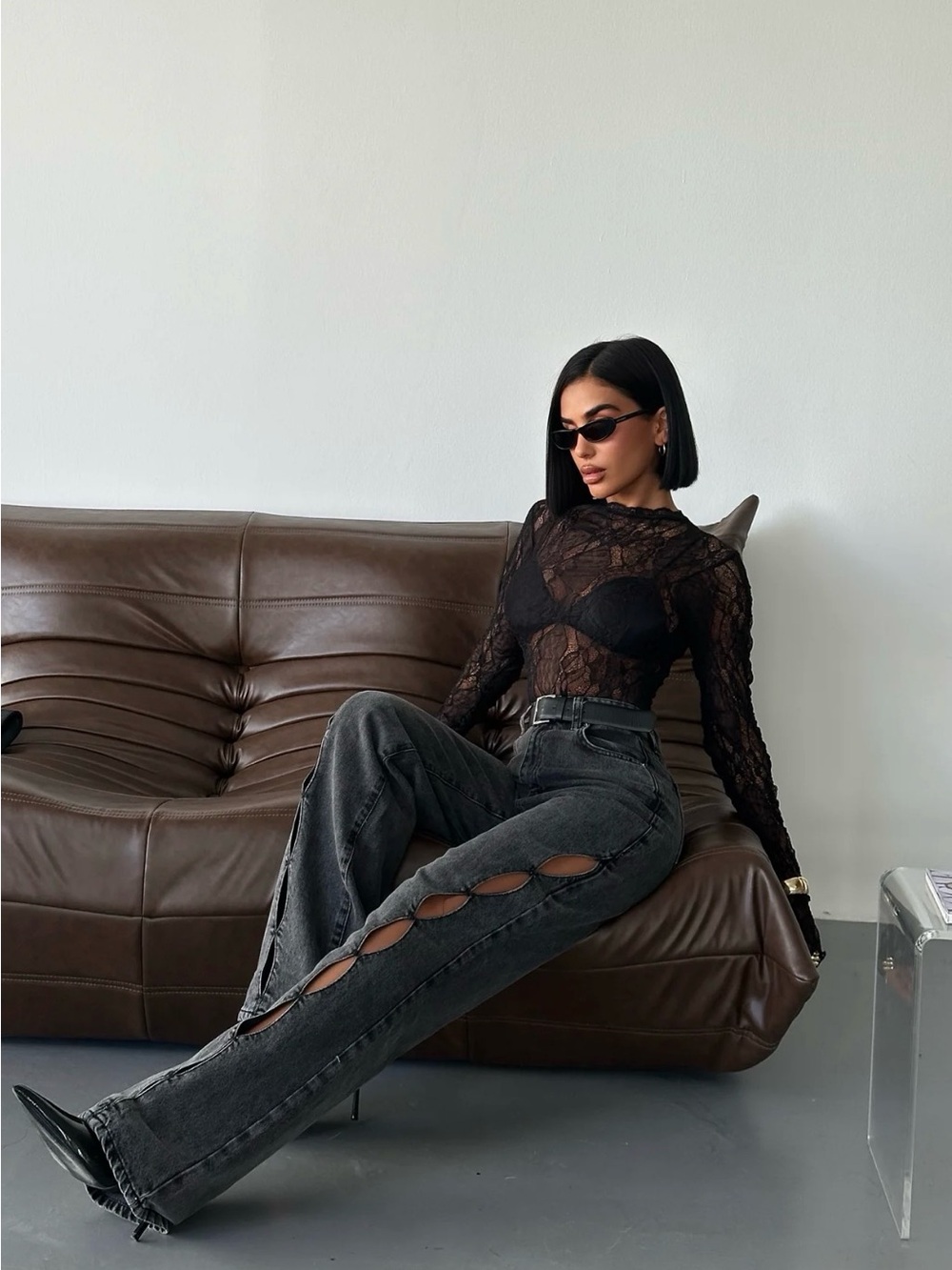 Piral High-Rise Black Wide-Leg Jeans